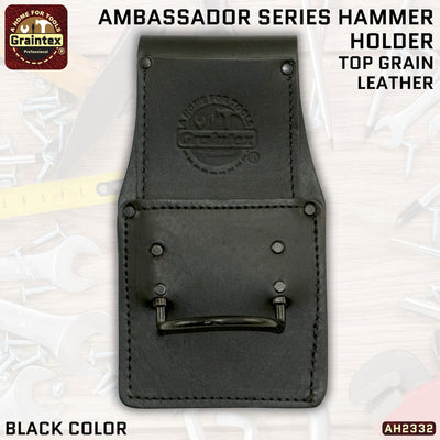 AH2332 :: AMBASSADOR SERIES HAMMER HOLDER BLACK COLOR TOP GRAIN LEATHER