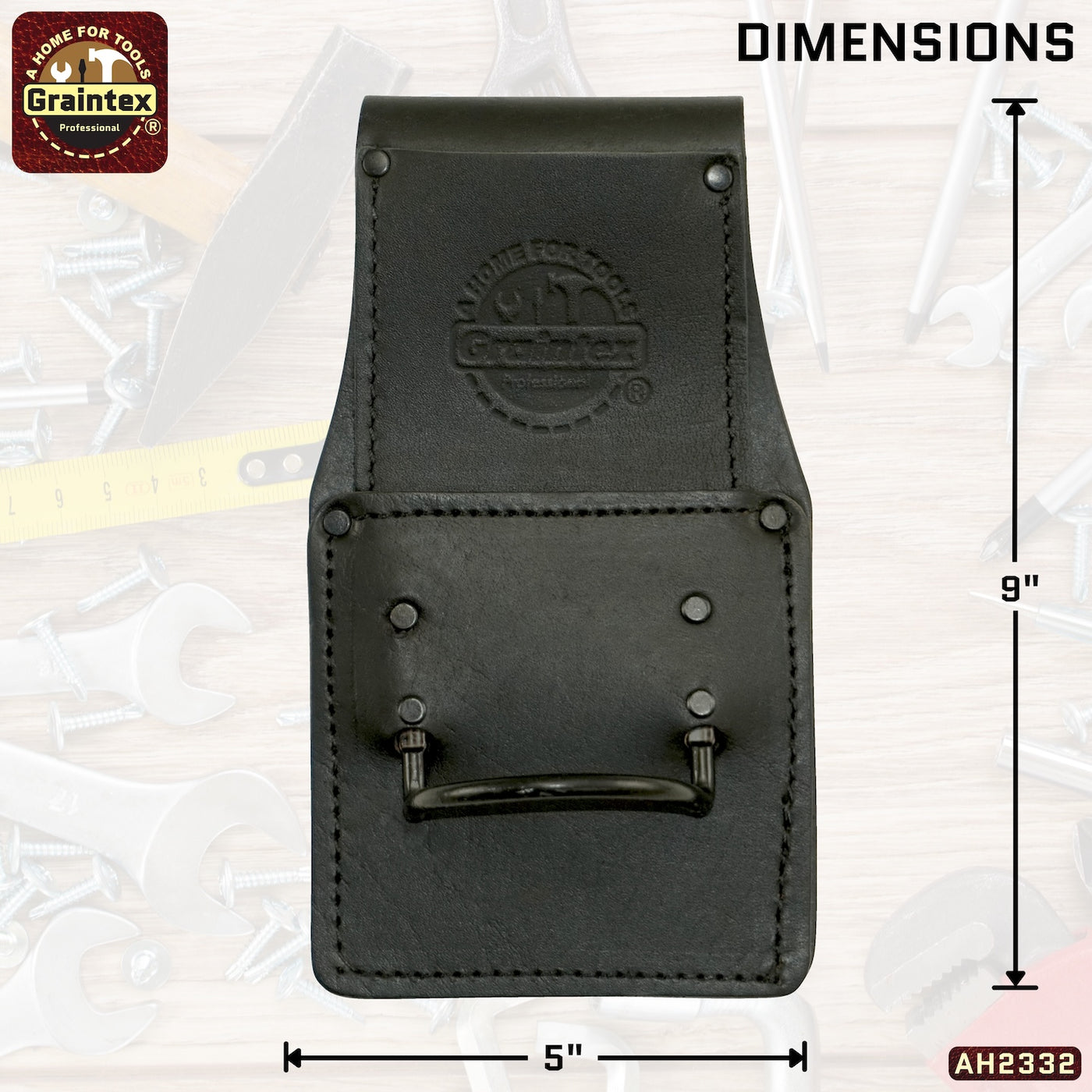 AH2332 :: AMBASSADOR SERIES HAMMER HOLDER BLACK COLOR TOP GRAIN LEATHER