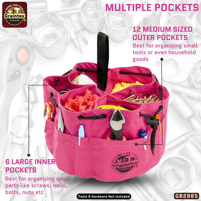 GB2885 :: Grab Bag Pink Color Rip-stop Canvas 18 Pockets Drawstring Closure