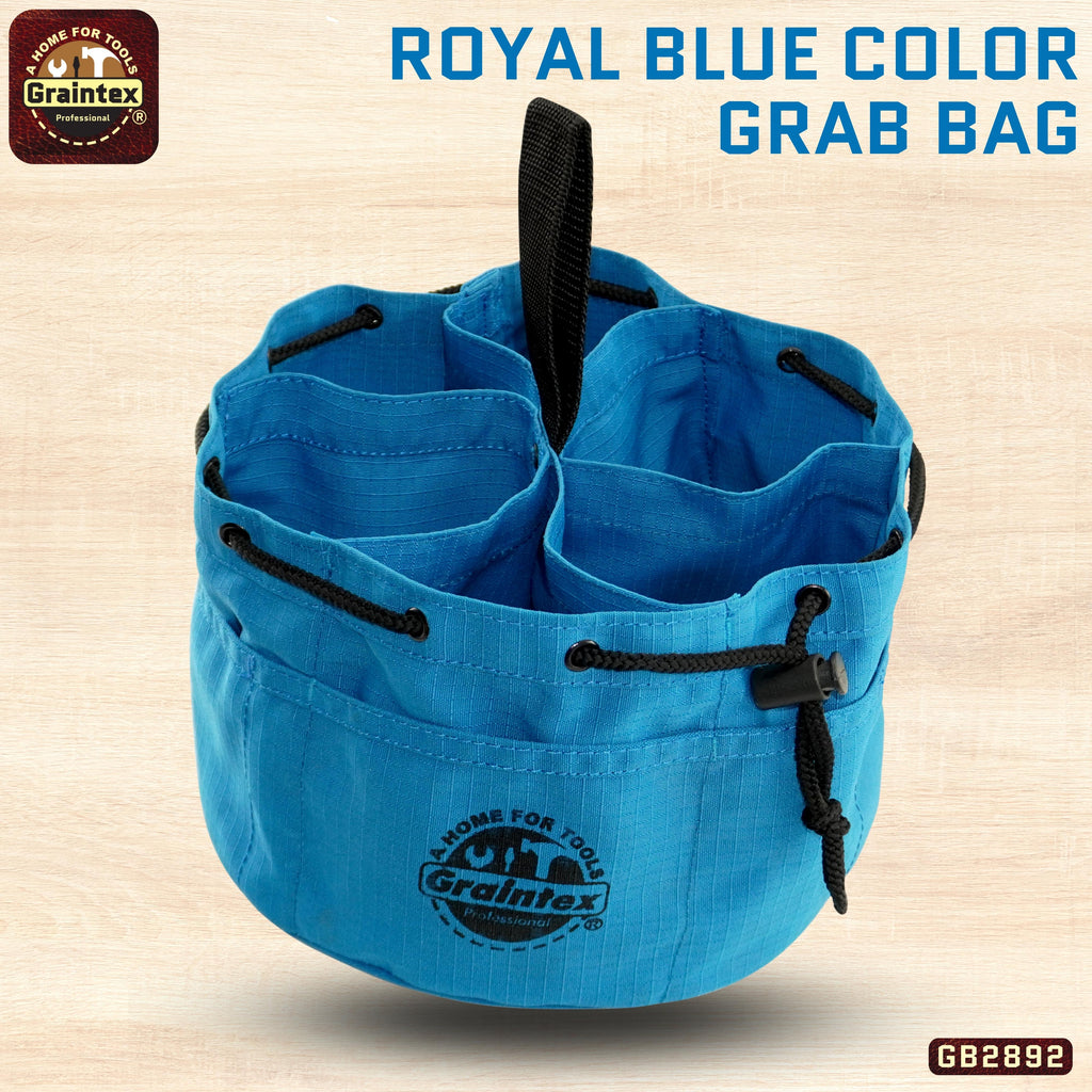 GB2892 :: Grab Bag Royal Blue Color Rip-stop Canvas 18 Pockets Drawstring  Closure