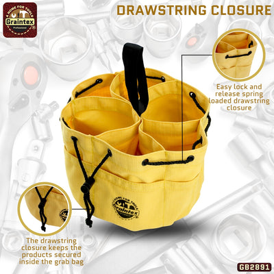 GB2891 :: Grab Bag Yellow Color Rip-stop Canvas 18 Pockets Drawstring Closure