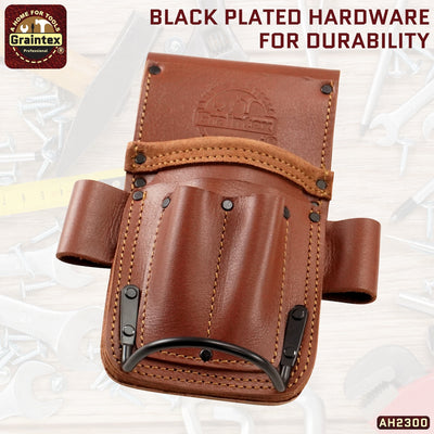 AH2300 :: AMBASSADOR SERIES 5 POCKET MULTI TOOL HOLDER CHESTNUT BROWN COLOR TOP GRAIN LEATHER