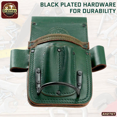 AH2767 :: AMBASSADOR SERIES 5 POCKET MULTI TOOL HOLDER EMERALD GREEN COLOR TOP GRAIN LEATHER