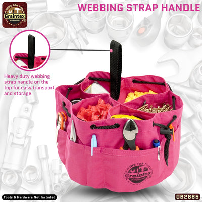 GB2885 :: Grab Bag Pink Color Rip-stop Canvas 18 Pockets Drawstring Closure