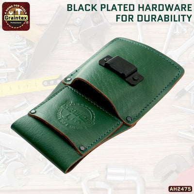 AH2475 :: AMBASSADOR SERIES MEASURING TAPE HOLDER EMERALD GREEN COLOR TOP GRAIN LEATHER