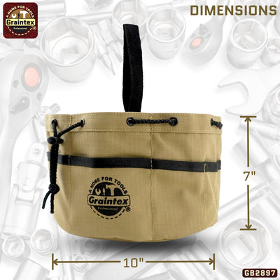 GB2897 :: Grab Bag Khaki Color Rip-stop Canvas 18 Pockets Drawstring Closure