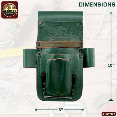 AH2767 :: AMBASSADOR SERIES 5 POCKET MULTI TOOL HOLDER EMERALD GREEN COLOR TOP GRAIN LEATHER