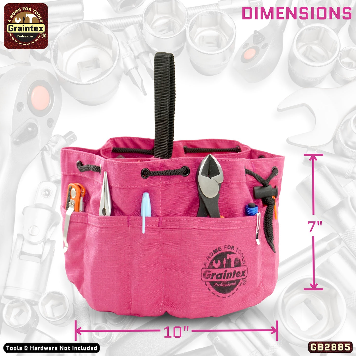 GB2885 :: Grab Bag Pink Color Rip-stop Canvas 18 Pockets Drawstring Closure