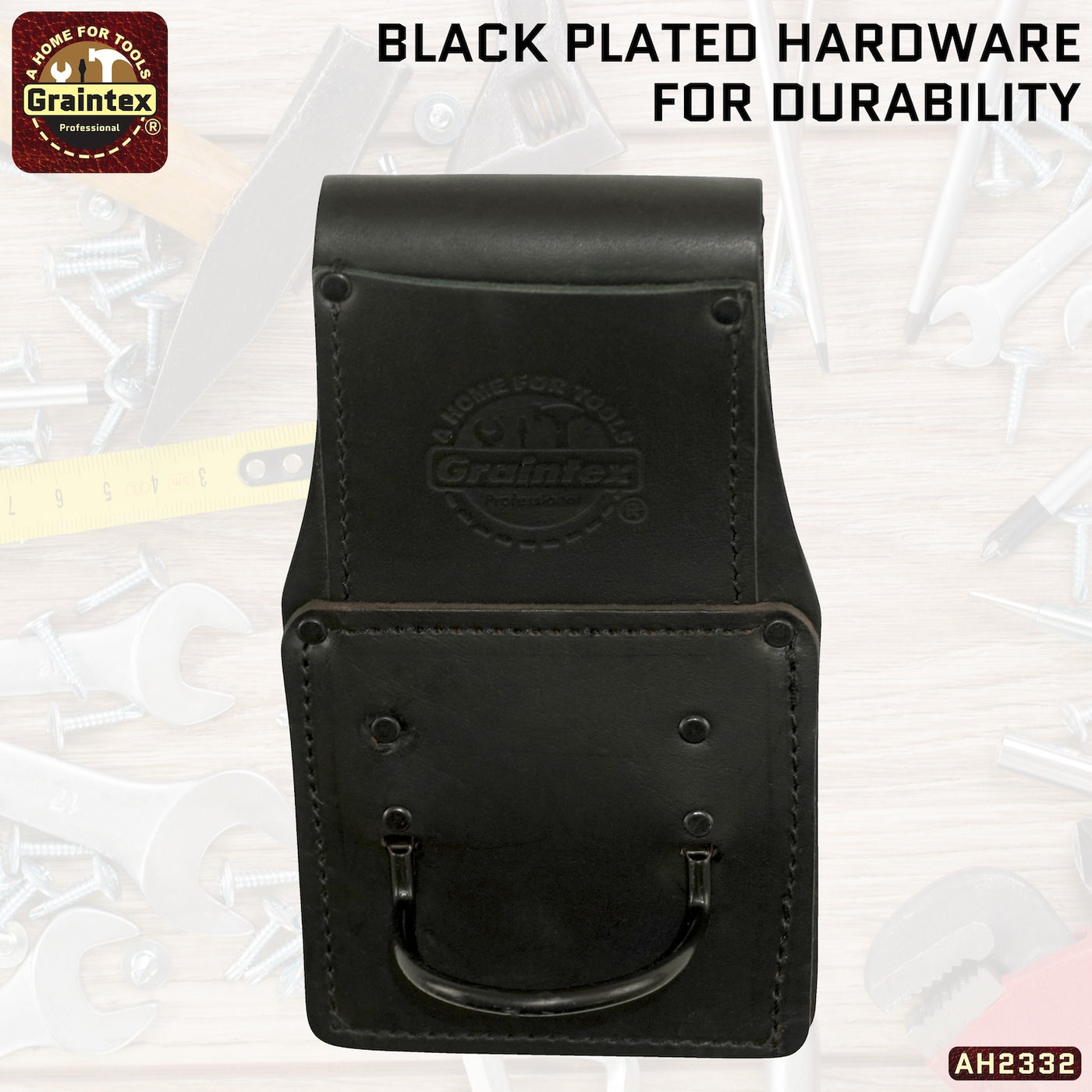 AH2332 :: AMBASSADOR SERIES HAMMER HOLDER BLACK COLOR TOP GRAIN LEATHER