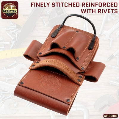 AH2300 :: AMBASSADOR SERIES 5 POCKET MULTI TOOL HOLDER CHESTNUT BROWN COLOR TOP GRAIN LEATHER